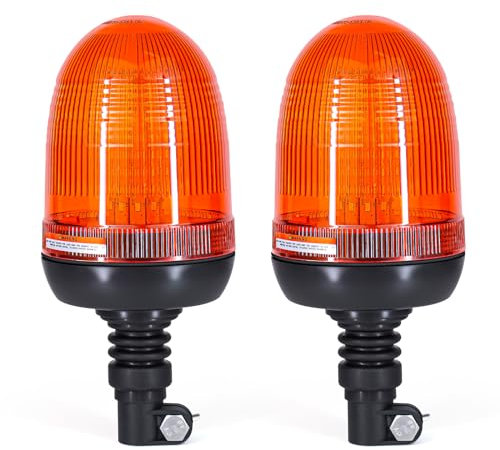 AnTom 2 PCS Rotativo Luz LED estroboscópica, 12V-24V Amarillo faro intermitente de advertencia de 3 modos de iluminación para vehículos, tractores, carros de golf, UTV
