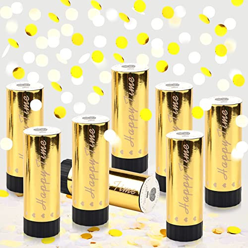 8 Stück Konfetti Kanonen, Konfetti Poppers Sticks Biologisch Abbaubar, Party Papierkanonen Shooter für Hochzeit, Geburtstag, Jubiläum, Partyzubehör, Dekoration (Weiß)