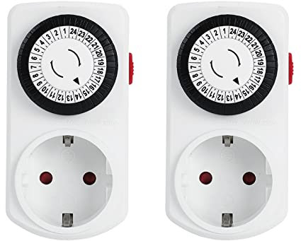G-Homa Temporizador Analogico, Programa de 24 Horas, Temporizador Enchufe para Uso Interior, Ciclo Encendido/Apagado Diario, para Luces, Lamparas, 2 Pack