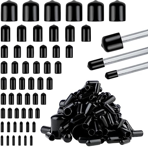 Lot de 160 embouts en caoutchouc - 2/3/4,5/6/7/8/9/12/20 mm - Capuchons de protection pour vis - Boulons de tube ronds en vinyle PVC - Tuyau rond flexible - Couvercle de boulon - Vis noires