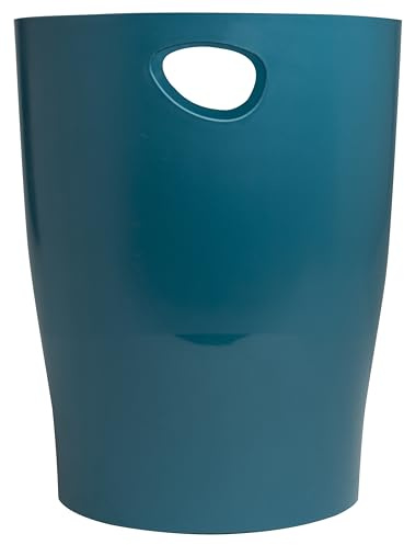 Exacompta - 1 waste paper bin with handles ECOBIN NeoDeco - Volume 15 litres - Dimensions 26.3 x 26.3 x 33.5 cm - for office or home - duck blue colour