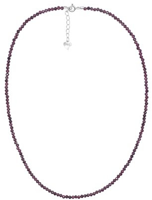 Granat Halskette 925 Silber Natürlicher Edelstein Schmuck 2mm Neu (36 + 3 cm, 925 Silber)