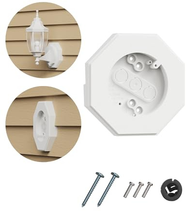 Siding Mounting Block, 8141 White Outdoor Light Mounting Kit with Built-in Electrical Box, Vinyl Siding Block for 1/2 inch Double, 1 Pack