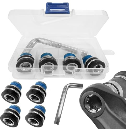 SHUIYUE 4 Pcs Bicycle Crank Arm Bolts, M15 Bottom Bracket Screws,with 1 Installation Wrench, for Bicycle Spline Cranks, Bicycle Spline Bottom Brackets