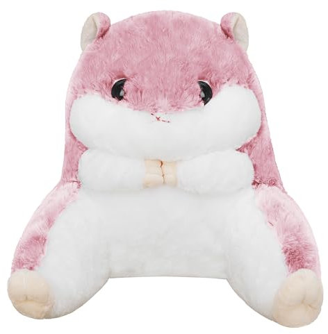 Plush Hamster Throw Pillow Bed/Sofa/Tatami/Floor Backrest for Reading Gaming Watching TV Relieve Pain Lumbar Support Cushion Back Waist Support Cushion for Pregnancy Rest Sleep Relax (Pink-Large)