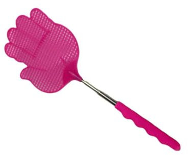 Tapette à mouches rétractable flexible manuelle durable et portable pour lutter contre les nuisibles Bonne élasticité Poignée télescopique Rose