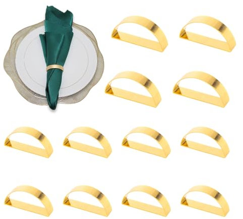 Axvxby 12 Stück Serviettenringe Gold, einfache und Elegante Metall Napkin Ring, Serviettenschnallen für Weihnachten, Valentinstag, Hochzeiten und Dinnerpartys