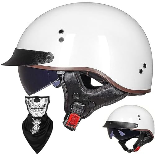 Halvhjälm Öppen Hjälm Brain - Cap Cruiser Chopper Scooter Pilot Jet-hjälm DOT+ECE Certified Personality Retro Harley Motorcykelhjälm Vintage Motorcykelhjälm(K,M=(57~58cm))