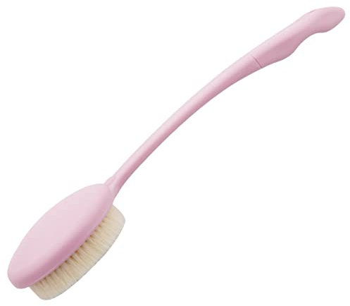 PACKOVE Long Handle Shower Brush and Back Scrubber Soft Bristles for Bathing and Exfoliating, Pink Body Scrub Brush Suitable for Bathroom Bath Supplies