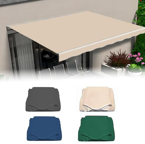 Retractable Awning Replacement Fabric Sun Shade Shelter Canvas for Patio Balcony Polyester Replacement Top Cover with Valance(Fabric Only)(Beige,3.5x2m/11.5x6.5ft)