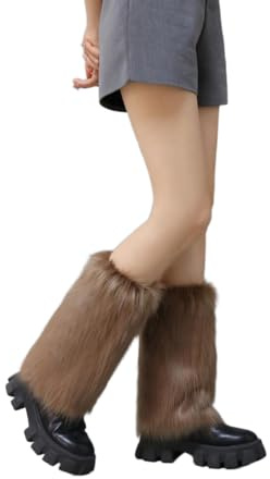 OPVYAEU Damen Kunstpelz Beinwärmer Plüsch Beinwärmer, Mädchen Furry Fuzzy Beinwärmer Winter Stulpen Damen für Winterwärmer Karneval Halloween Fasching Mottoparty Verkleidung