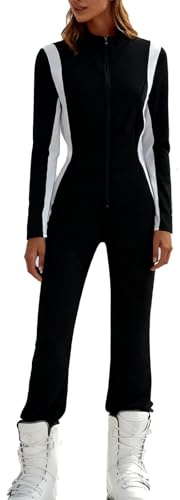 Combinaison Ski Femme pour L'extérieur Combi Skis Ensemble Thermique Imperméable Coupe-Vent Veste De Skis Hiver Chaude Vetement
