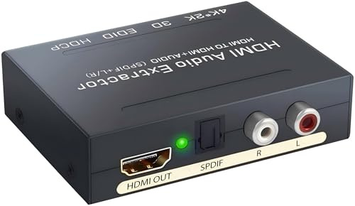 HDMI Audio Extractor 4K HDMI Audio Converter Sound Splitter Digital Toslink/SPDIF + Analog Optical 3.5mm Aux Stereo Lossless Sound On Soundbar Speake
