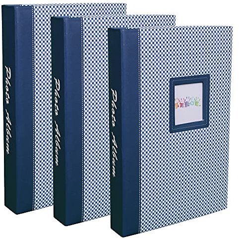 Lot de 3 albums photos Elements à pochettes 10x15 pour 300 photos Bleu