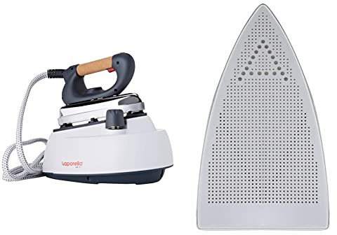 Polti Vaporella 505_Pro Centro de planchado a vapor con caldera, tapón de seguridad, 3.5 bar + PAEU0200 Plantilla Teflon anti brillos Vaporella para planchas profesionales, Acero, Color blanco