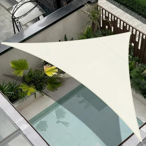 COOL AREA Solsegel Vattentät Triangulär 3x3x4.25m Solskydd 95% UV-skydd Vindskydd, Vattenavvisande Segel Lämplig för Utomhusområden som Trädgård Balkong Terrass - Beige
