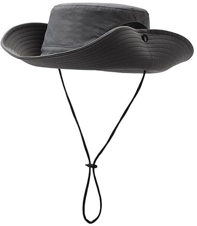 flintronic Sombrero para el Sol de ala Ancha, Protección UV para Hombres, Sombrero de Pesca Plegable con Correa para la Barbilla, Gorra de Presión Lateral y Malla Transpirable, para Playa/Pesca