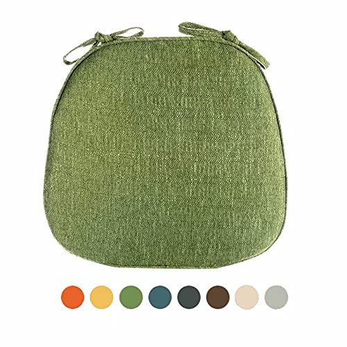 Yadlan Chair Pads for Dining Chairs Set of 4 with Ties, Seat Cushions for Kitchen Chairs Farmhouse, Dining Room Chair Cushions Non Slip, Thick Washable Chair Cushion Pads Green