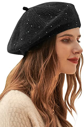 Wantonfy Donna Berretto Femmina Berretti in Lana Classico Morbido Inverno Cappello Ottagonale Berretto Artista