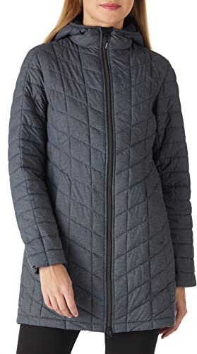 Outdoor Ventures Womens Winter Thermolite Long Puffer Coat, Ladies Lightweight Quilted Parka Windproof Waterproof Warm Insulated Jacket with Hood Dark Grey M/UK 12