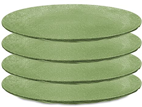 CLUB PLATE L Flacher Teller 4er Set nature leaf green