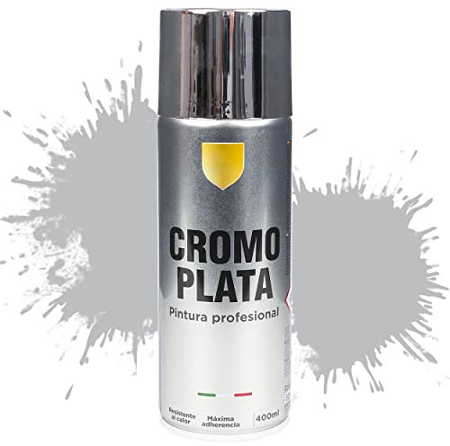 Etrexonline Pintura Spray Multicolor Profesional 400ml Adecuado Metal Madera y Plástico - Color Cromo Plata (Paquete de 1)