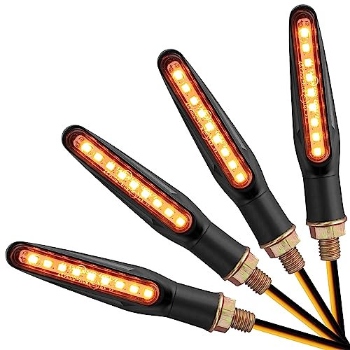 AUTTGINN LED Blinker Motorrad, 12V LED Motorrad Blinker 9 LEDs Mini Blinker Lauflicht Motorradblinker 4 Stück IP65 E-Prüfzeichen Bernstein