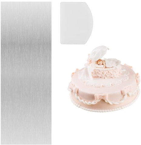 Juego de alisador de tartas de acero inoxidable de 1 pieza con rascador de plástico transparente de 1 pieza, alisador de tartas, rascador de cocina, utensilio de repostería para glaseado