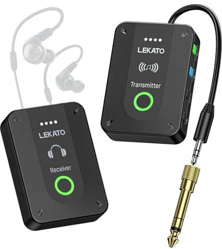 LEKATO Wireless in Ear Monitor System MS-02, Upgraded 2.4G Stereo IEM System Low Latency with Transmitter Beltpack Receiver Auto-Pairing,One to More, in-Ear Monitoring for Church,Band,Singer,Stage