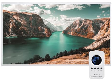 Hocosyme Calefactor Bajo Consumo 600W, Calefacción por Infrarrojos Pared con termostato táctil Hasta 125 Grados Centígrados - lago