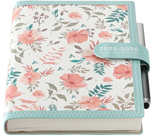 Mcdsuc Diary 2025-2026 A5 Page a Day,Productivity Organiser Daily Planner from Jul 2025 to Jun 2026 with Calendar Tabs,Schedule Monthly Planner with Stickers,Pen,3Bookmarks,Blue