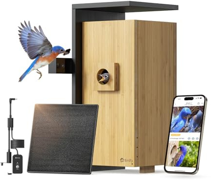 Birdfy Smart Bird Box with Camera 2025 New Version, 1080P Dual-Cam, Remote Control AI & Solar Powered, Bird Houses for Garden, Wireless Outdoor Watch Robin Nesting Story in Realtime (Bamboo)