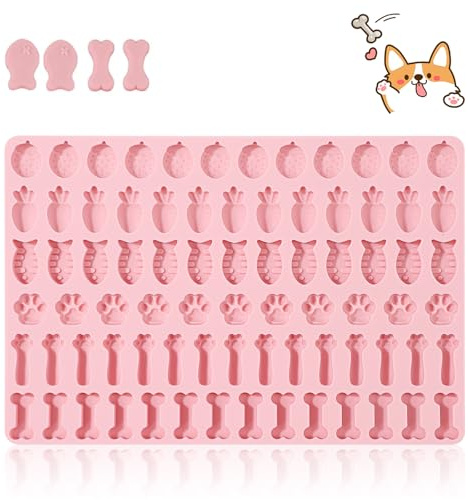 Bakmatta för hundkex, bakmattor för hundgodis, 6 formar i 1 silikon bakmatta hundkex hundgodis, bakmattor för ugn kex choklad godis (rosa)