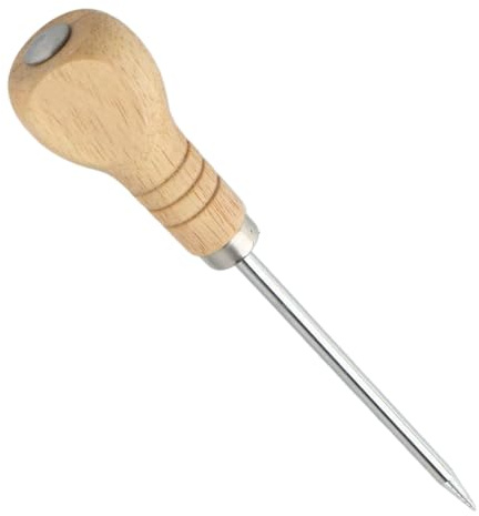 fKiZanthene Bradawl Strumento con manico in legno, punteruolo multifunzionale in acciaio inox per lavori di cucito e artigianato in pelle