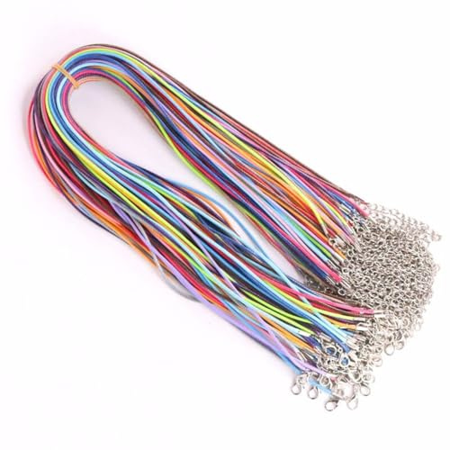 50 Pezzi Set Fai da Te per Creazione Gioielli con Cordoncini in Pelle Colorata – Accessori per Collane, Bracciali e Progetti Creativi