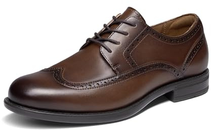 Bruno Marc Chaussures habillées en cuir Oxford Brogue Wingtip pour homme | Comfort Cushion Tech, col rembourré, semelle extérieure antidérapante, idéal pour mariage, réunion, rendez-vous et événements
