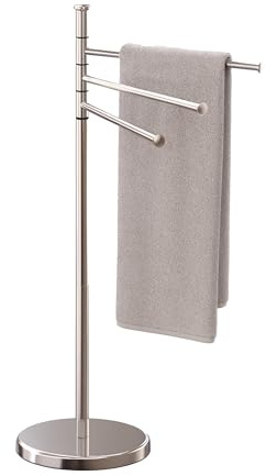 Relaxdays Toallero de Pie, 3 Brazos Giratorios, 85,5x42x22 cm, Soporte Toallas, Acero Inoxidable, Baño, Color a Elegir