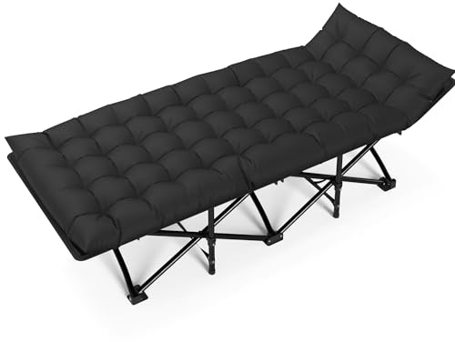 Folding Camping Bed for Adults – 69.3x 25.2 Travel Camp Bed with 1200D Oxford Fabric, 450lbs Load Capacity, Portable Folding Cot with Carry Bag for Camping, Outdoor, Beach, Office (Black-176×64CM)