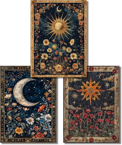 Jakener 3 Pack Celestial Body Diamond Art Kits for Adults Beginners,Sun Moon Stars Diamond Painting Kits for Adults,5D Full Drill DIY Diamond Dot Gem Art Kit Wall Home Decor Arts Craft 12x16 inch
