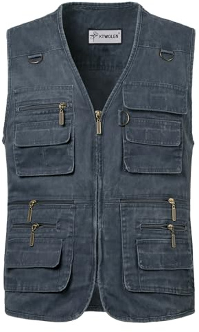 KTWOLEN Gilet de Pêche Multi-Poches - Veste sans Manches pour Photographe, Chasse, Journaliste et Plein Air