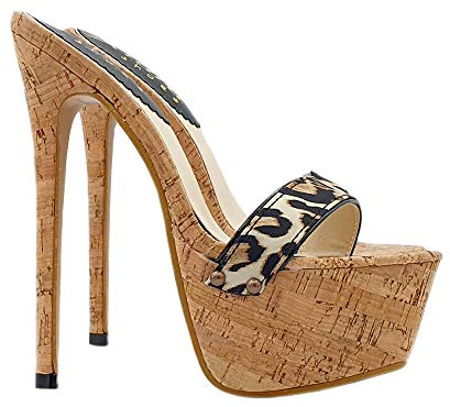 Kiara Shoes Sandali Sexy leopardati cubista Tacco a Spillo 17.5 cm Stiletto - KH102-3 Leopardato (Leopardato, Numeric_41)