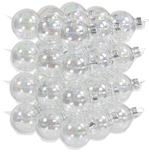 30 STK Glas KLAR 57mm groß irisierend Weihnachtskugeln Christbaumkugeln Glas Dekokugeln Clear Glaskugeln Crystal Kristall Chirstbaumschmuck
