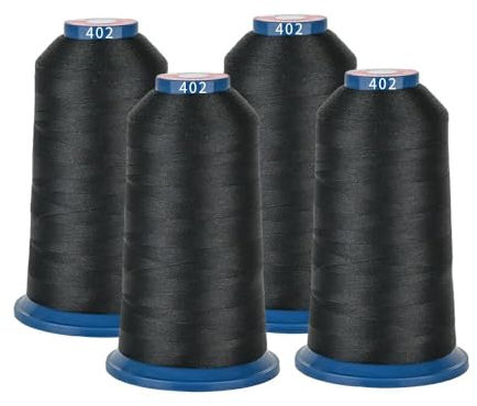 BAi&RICHWORD 4 Schwarz Stickgarne, 4 Rollen, 40WT Polyestergarn, jede Spule 4000M (4374Y), geeignet für alle kommerziellen und privaten Stickmaschinen.