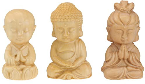 Cabilock 3pezzi Statuette Buddha Figure Decorative Ornamenti Per Scrivania Stile Cinese Miniature Eleganti e Tranquille Per Decorare Ambienti e Spazi Zen