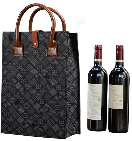 MZSX Unisex Bottlebag Shoulder Bag, Wine Bags, Bottle-Bag Bottle Bag, Bottles Carrying case with Dividing Walls Black, Removable Divider Reusable Gift Handbag for Party BBQ Picnic Travel