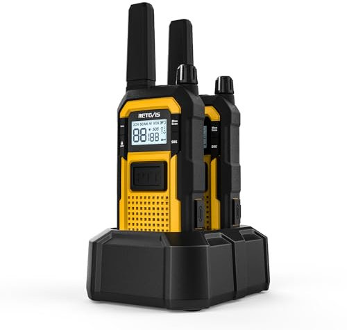 Retevis RB648 Walkie Talkie, Robust Funkgerät Wasserdichtes, Erweiterte Triple Proof, Dual PTT, 2000 mAh Typ C, Vibration SOS PMR446 Lizenzfrei Funkgeräte für Widrigsten Umgebungen (2Stück, Gelb)