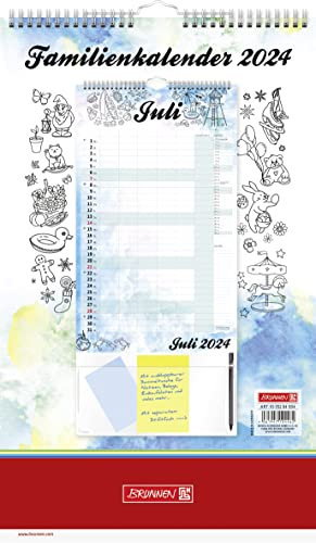 BRUNNEN Monatskalender „Aquarell“ 2024 1 Seite = 1 Monat 25 x 41,5 cm weiß