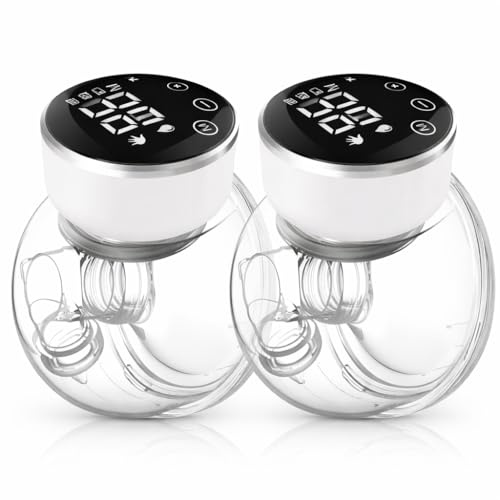 NaNaLazy bärbar bröstpump handsfree från längre batteritid och LED-skärm, bärbar elektrisk bröstpump med 3 lägen och 9 nivåer och lågt brus, 24 mm fläns, 2 st vit