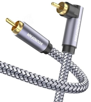 SOUNDFAM Câble pour Subwoofer RCA 90 Degrés Câble RCA Angle Droit Câble Audio Numérique Coaxial - Gris 3m