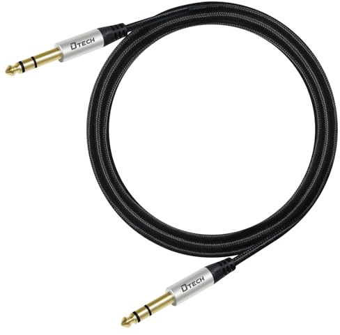 DTECH 5ft Electric Guitar Cable TRS 1/4 Instrument Cord Aux Balanced Stereo Jack Quarter Inch 6.35mm for DJ Speakers Amplifier Bass AMP Studio Audio Monitor Mixer